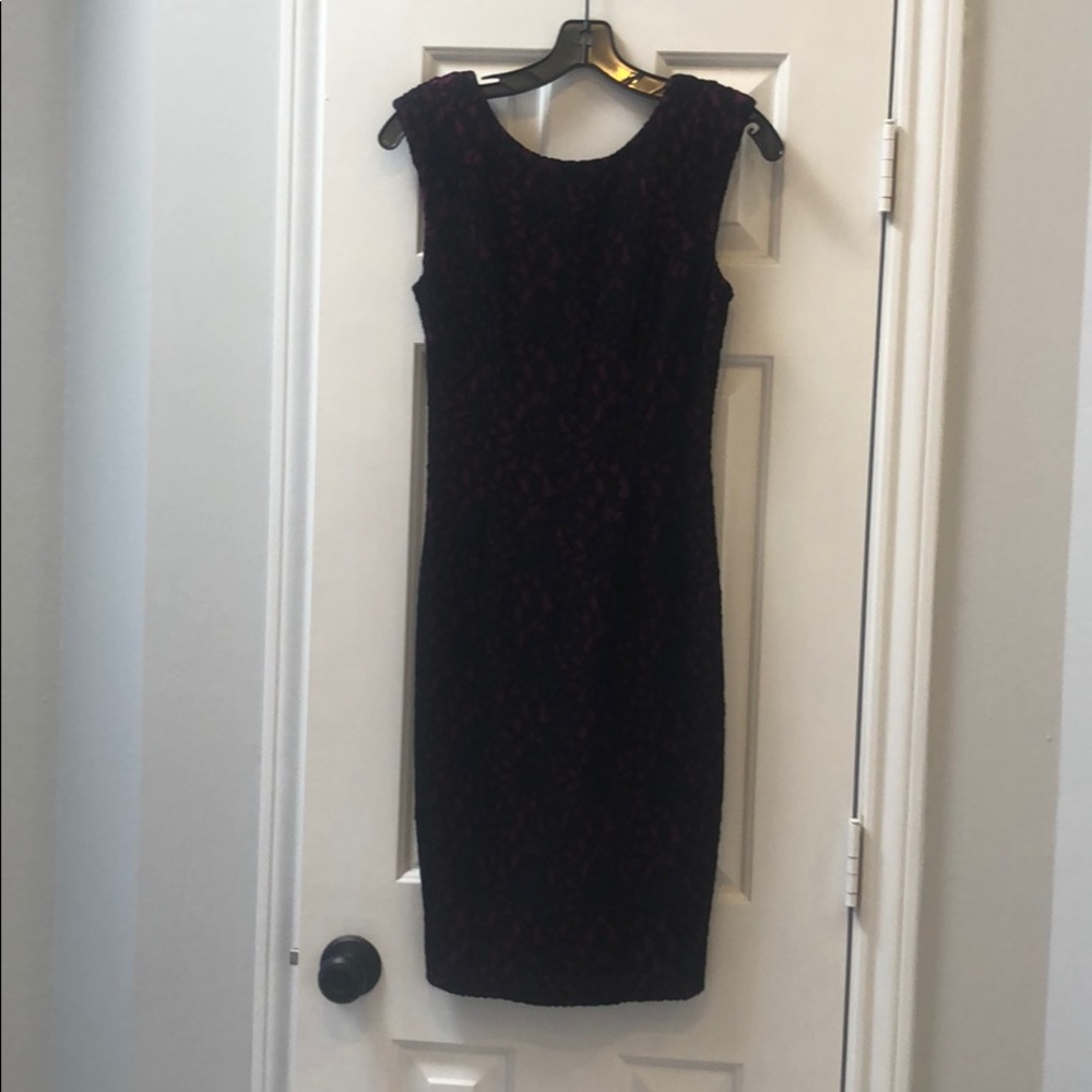 French Connection Pink and Black Lace Dress